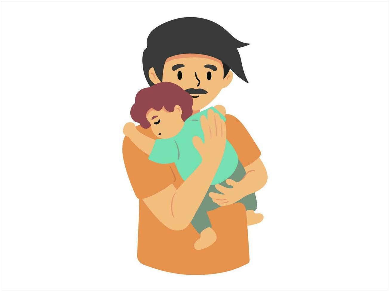 Dad holding baby or People Character illustration vector