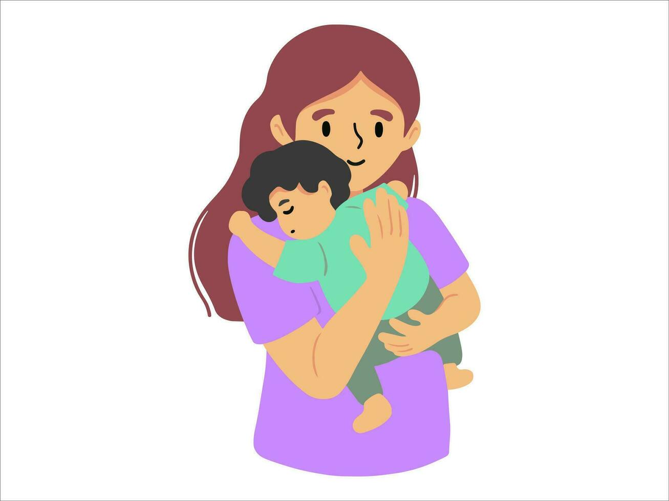Mother holding baby or avatar icon illustration vector