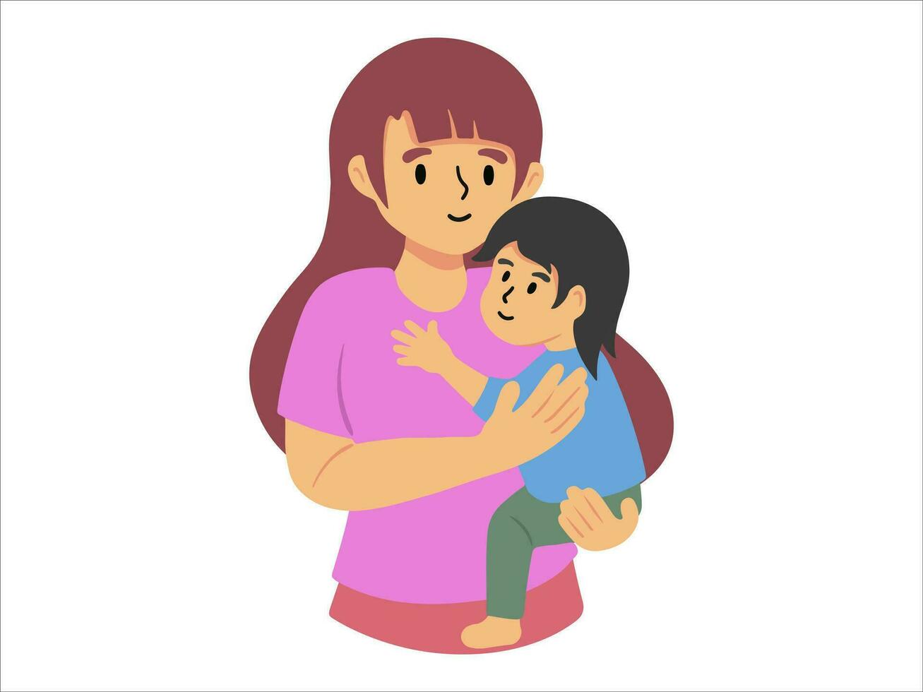 Mother holding baby or avatar icon illustration vector