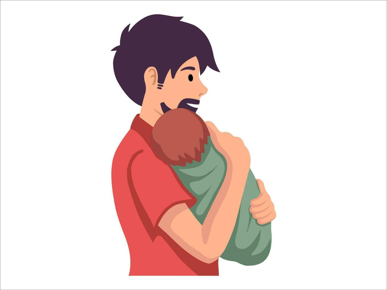 Dad holding baby or avatar icon illustration vector