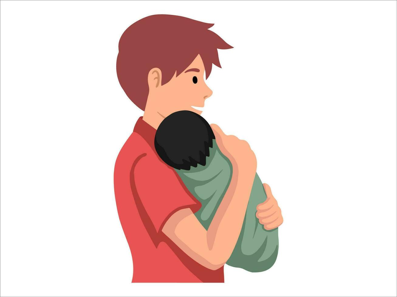 Dad holding baby or People Character illustration vector