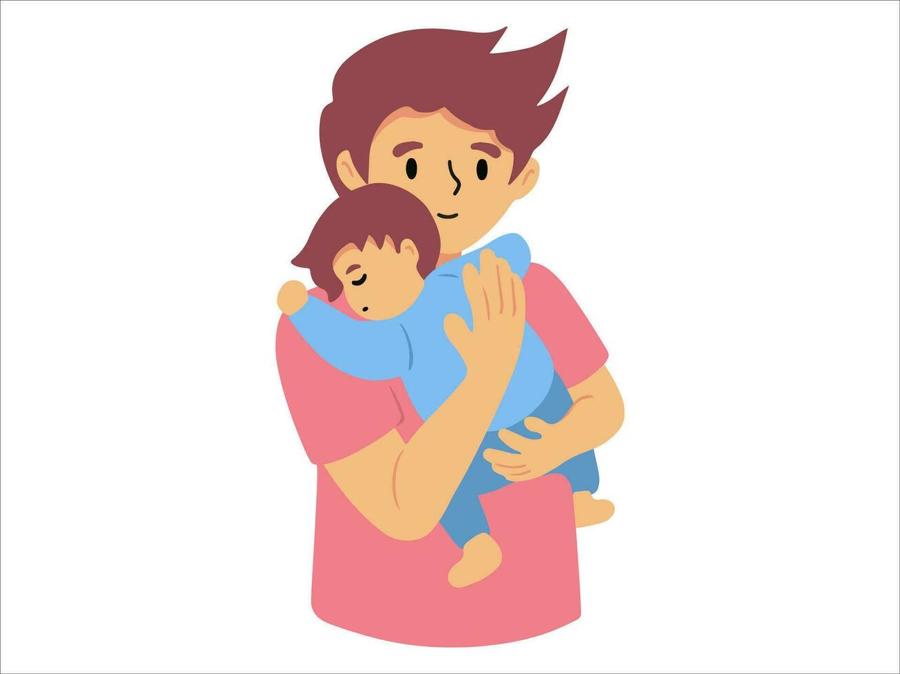 Dad holding baby or People Character illustration vector