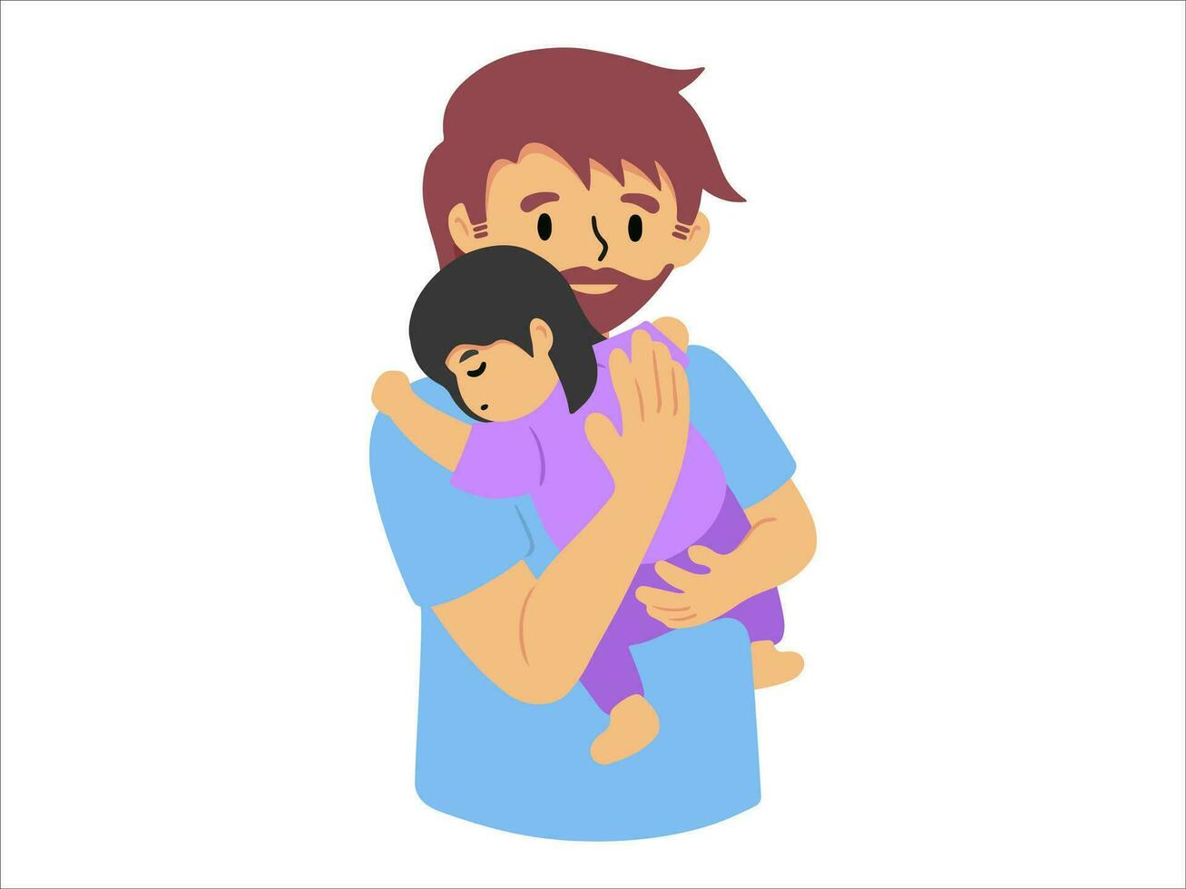 Dad holding baby or People Character illustration vector