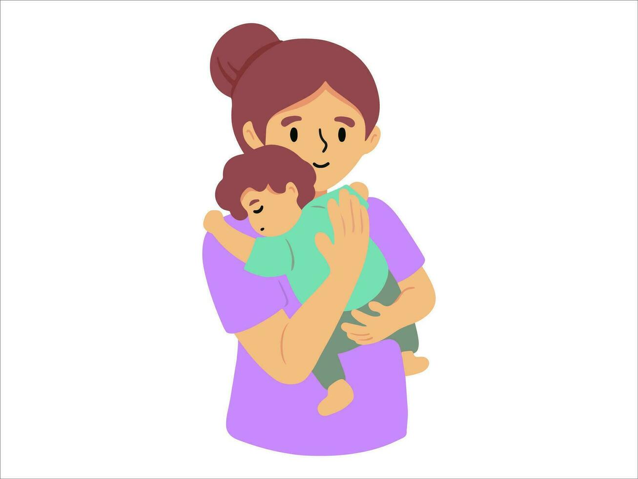 Mother holding baby or avatar icon illustration vector