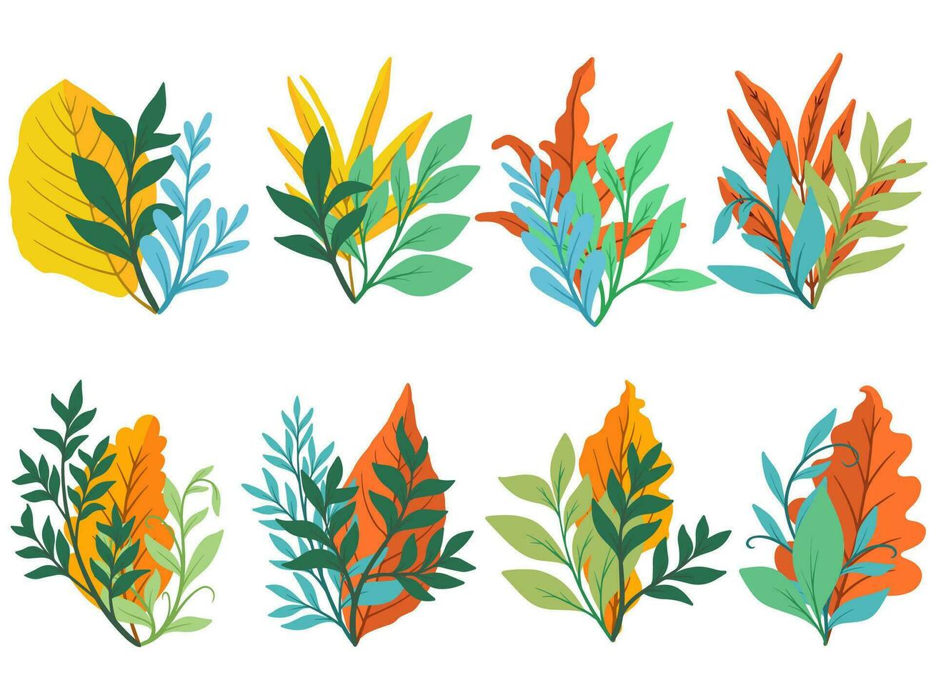 Botanical Line Art Abstract Leaves Illustration vector