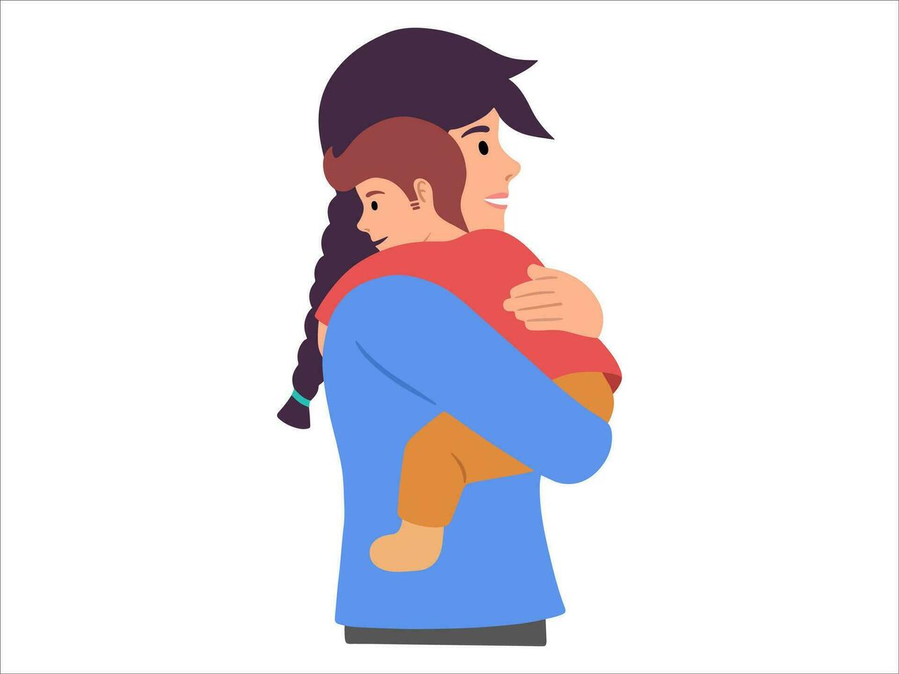 Hand drawn Mother holding baby illustration vector