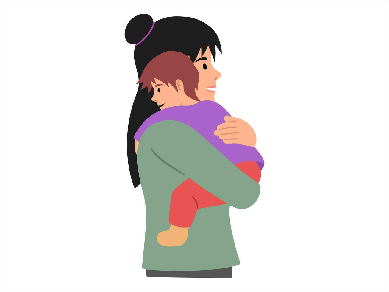 Mother holding baby or avatar icon illustration vector