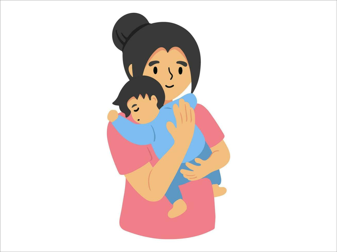Mother holding baby or avatar icon illustration vector