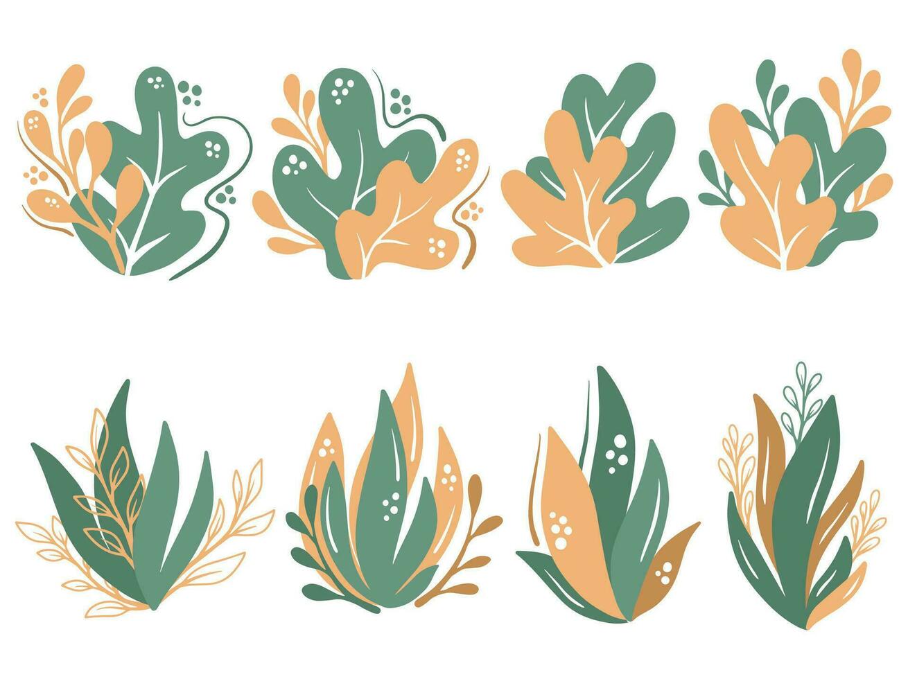 Botanical Line Art Abstract Leaves Illustration vector