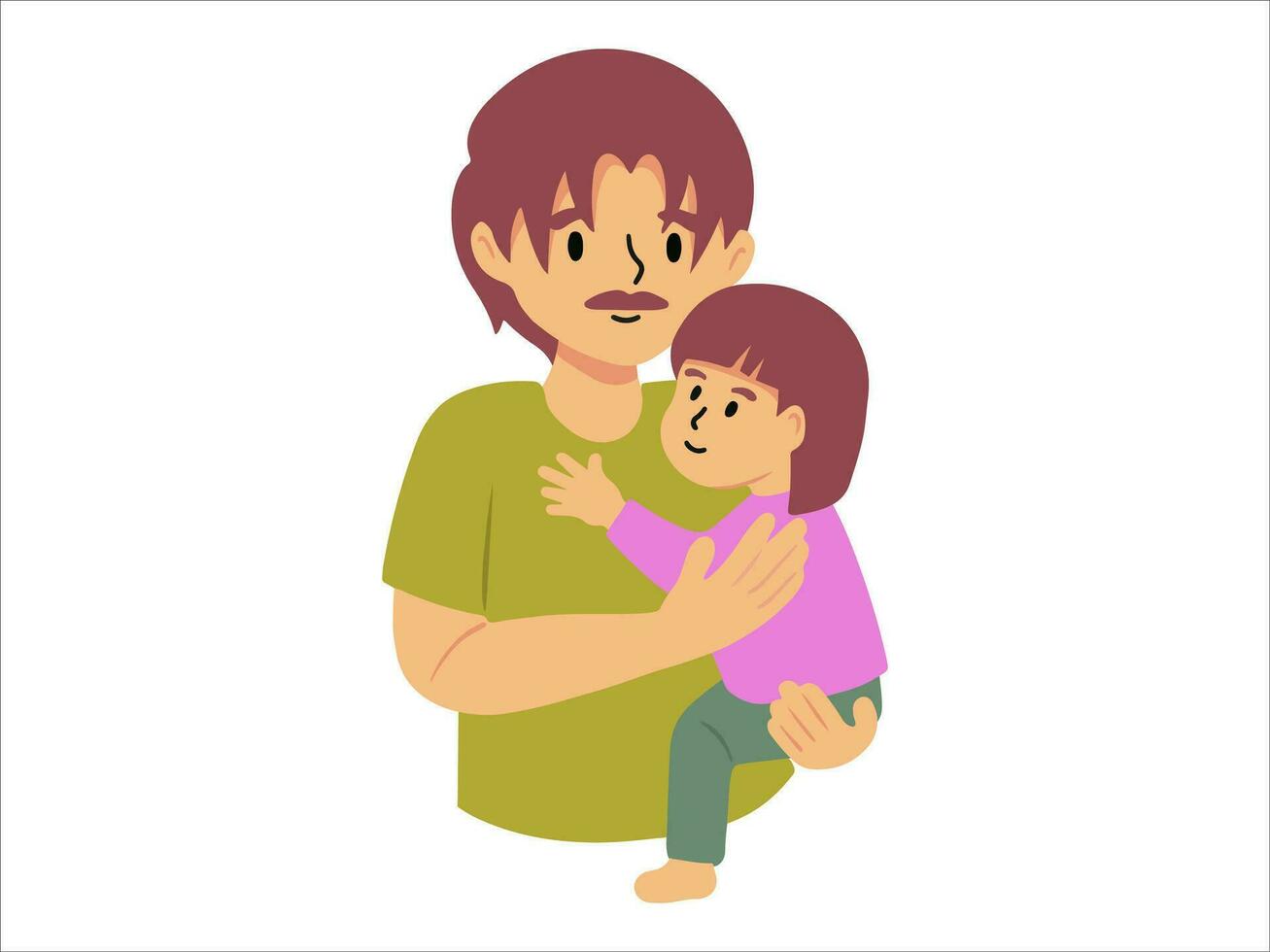 Dad holding baby or People Character illustration vector