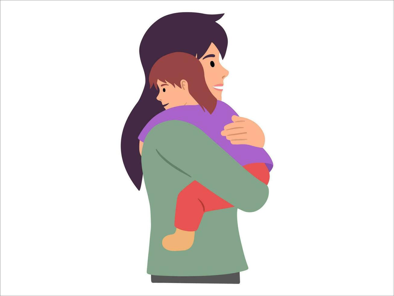 Mother holding baby or avatar icon illustration vector