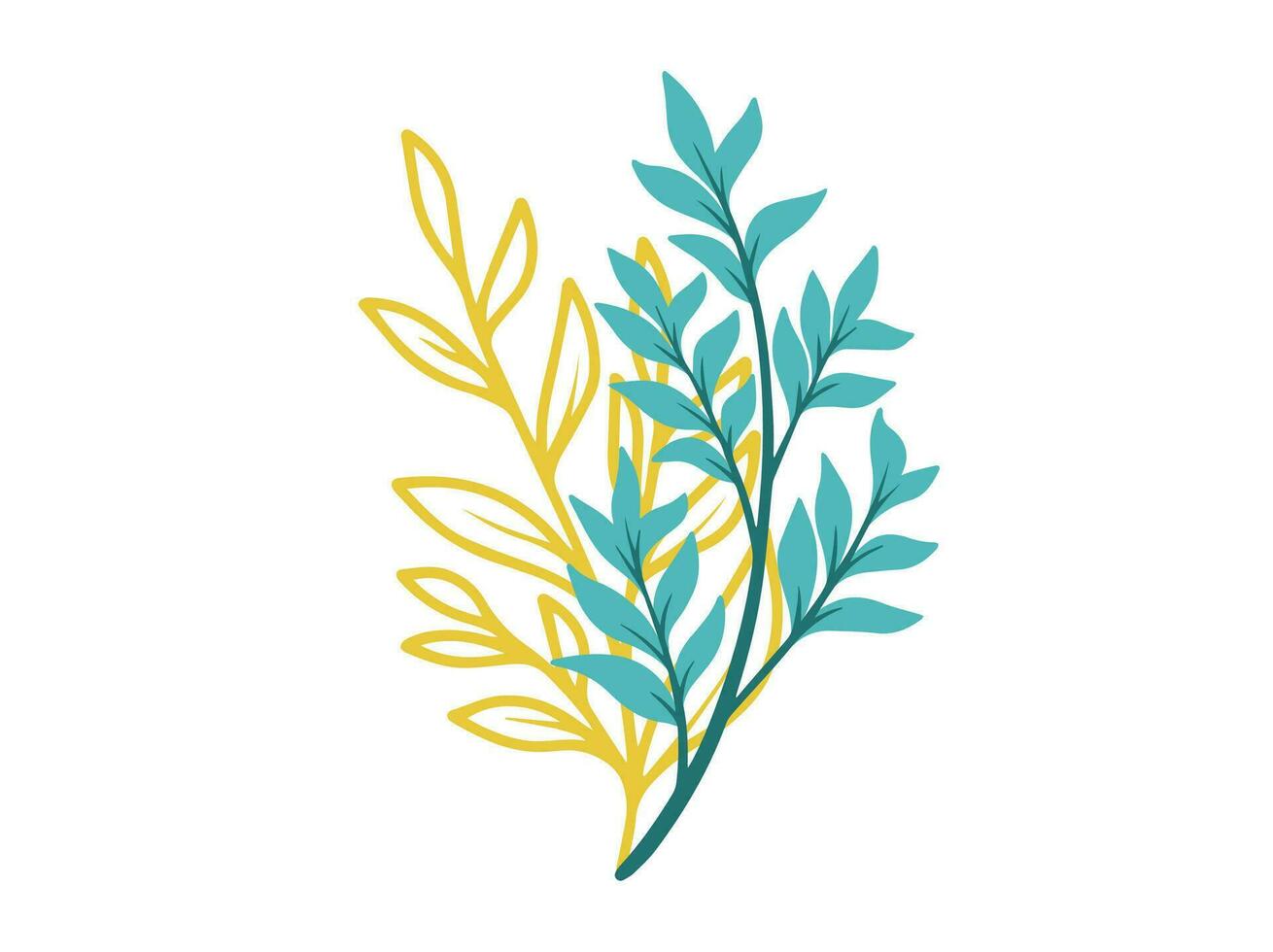 Botanical Line Art Abstract Leaves Illustration vector