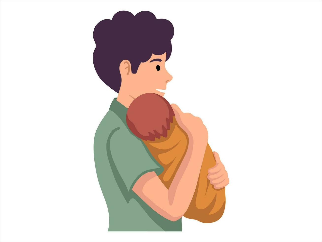 Dad holding baby or avatar icon illustration vector
