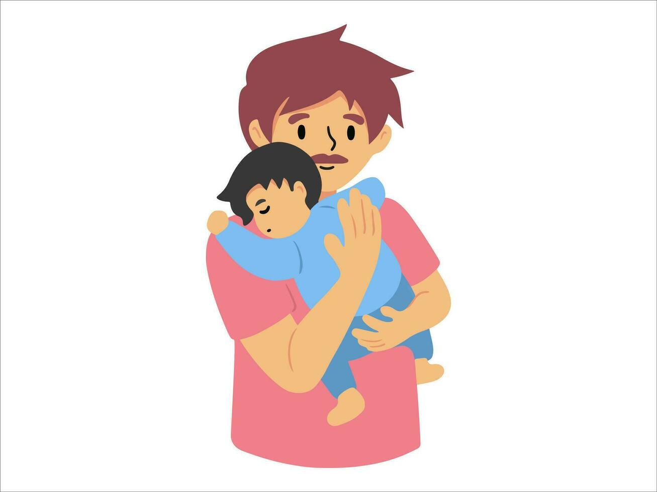 Dad holding baby or People Character illustration vector