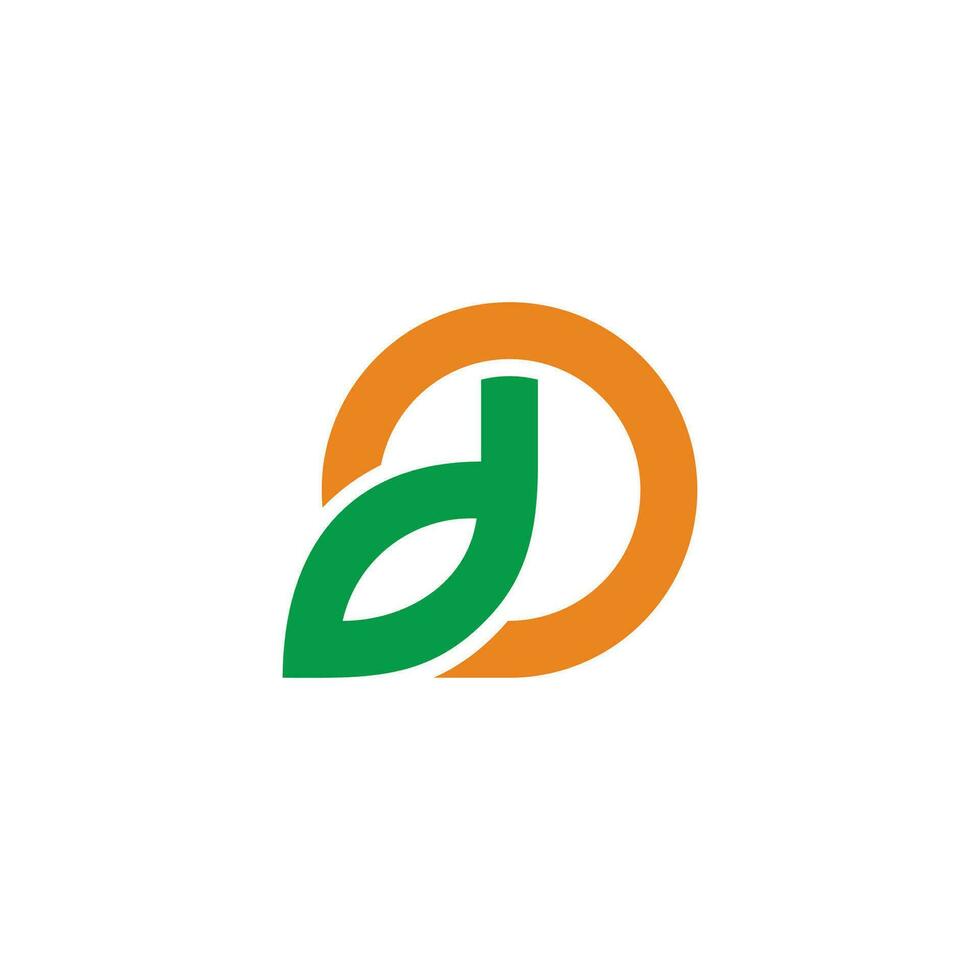 letter d leaf circle simple colors logo vector