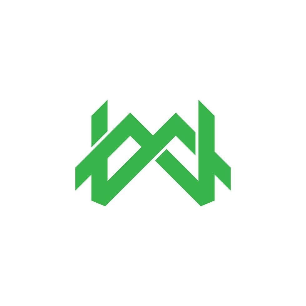 abstract letter mw green mountain line logo vector