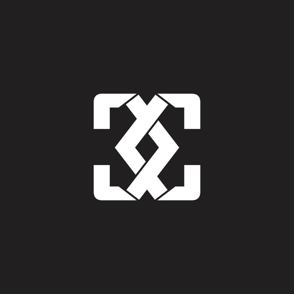 letter xc simple linked 3d geometric logo vector