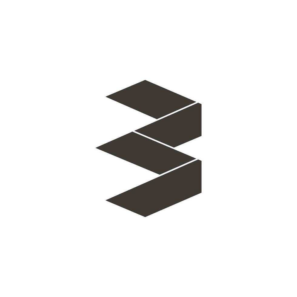 letter b simple 3d flat ribbon geometric logo vector