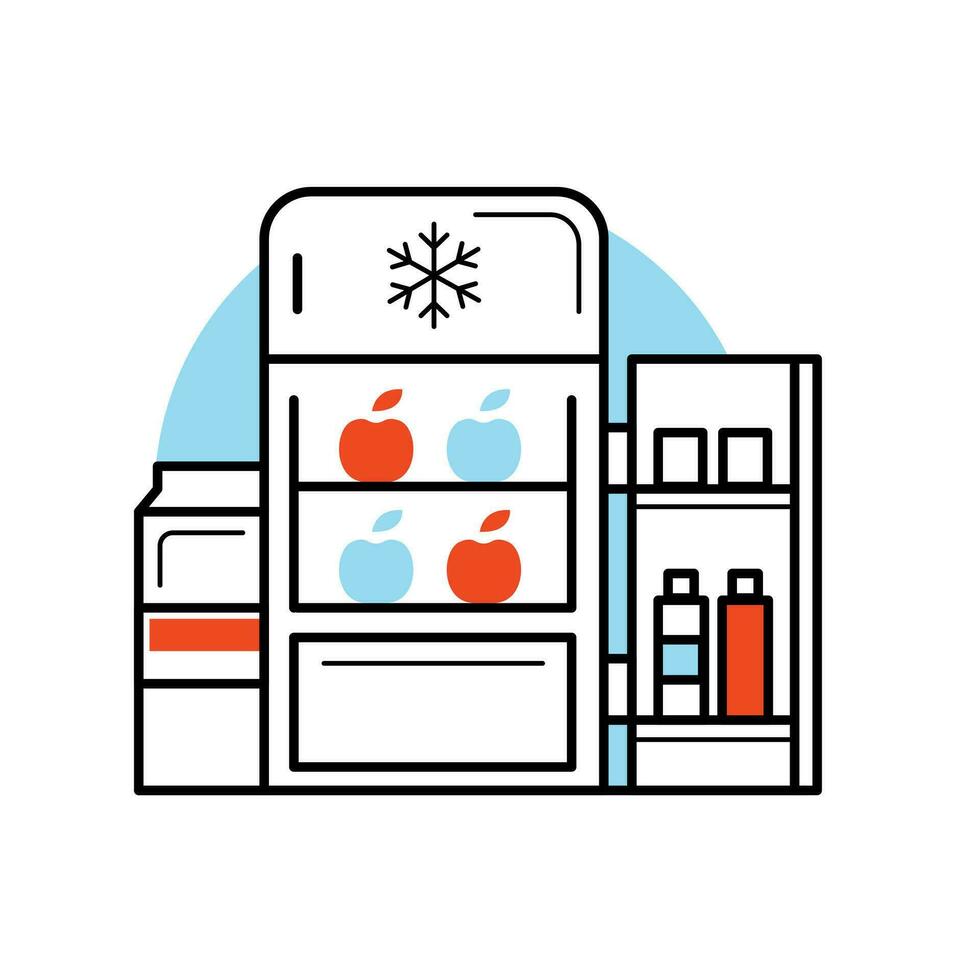 vector icono refrigerador, congelador en plano estilo.