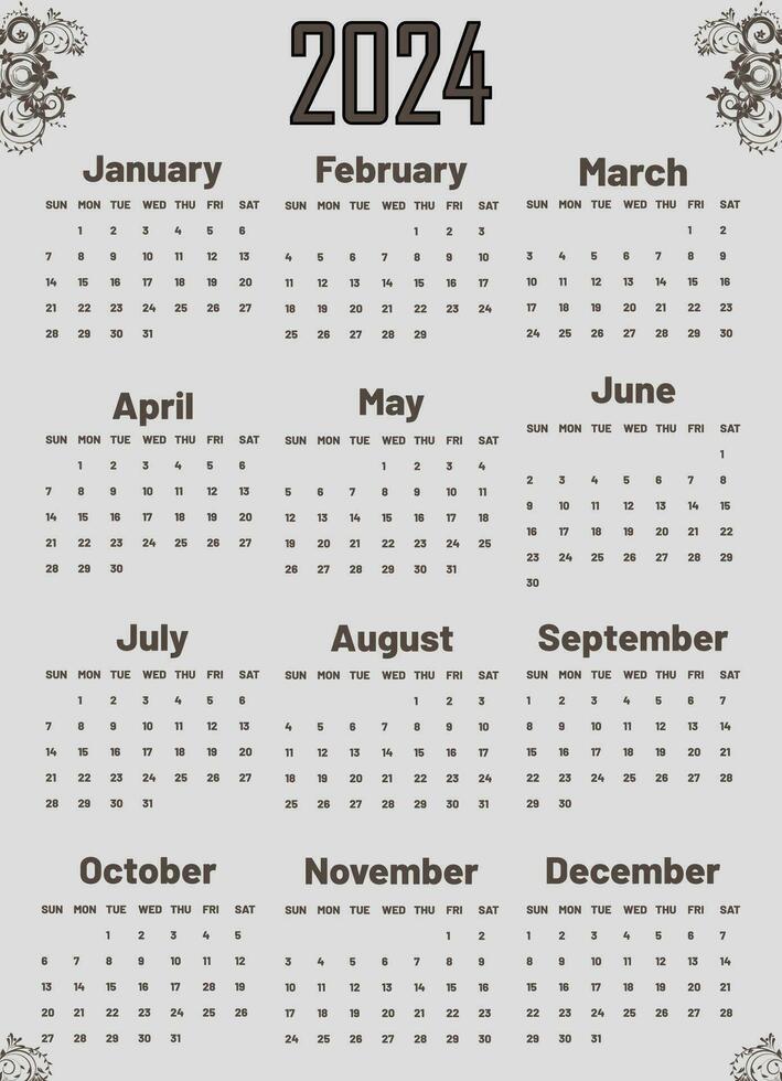calendario 2024 vector. contento nuevo año calendario eps archivo vector