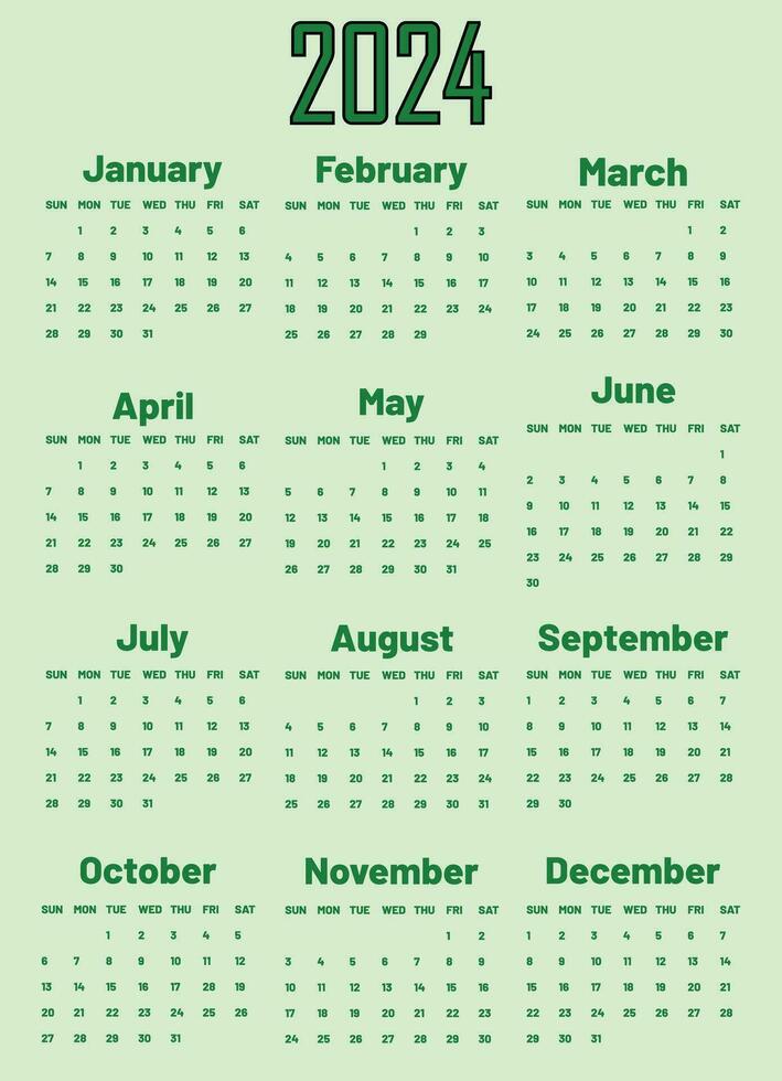 calendar 2024 vector. happy new year calendar eps file vector