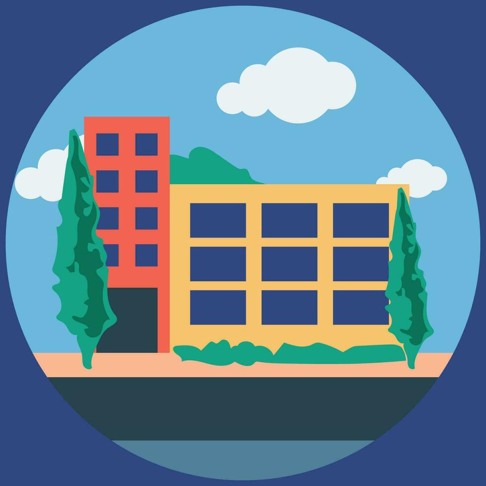 Buildings icon vector set. Bank, school, courthouse, university, library. Architecture concept. Can be used for topics like office, city, real estate