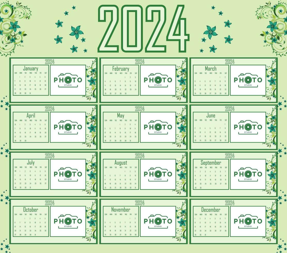 calendar 2024 vector. happy new year calendar eps file vector