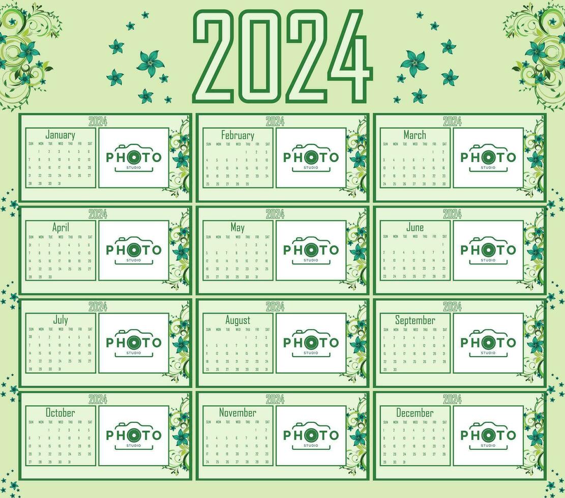 calendario 2024 vector. contento nuevo año calendario eps archivo vector