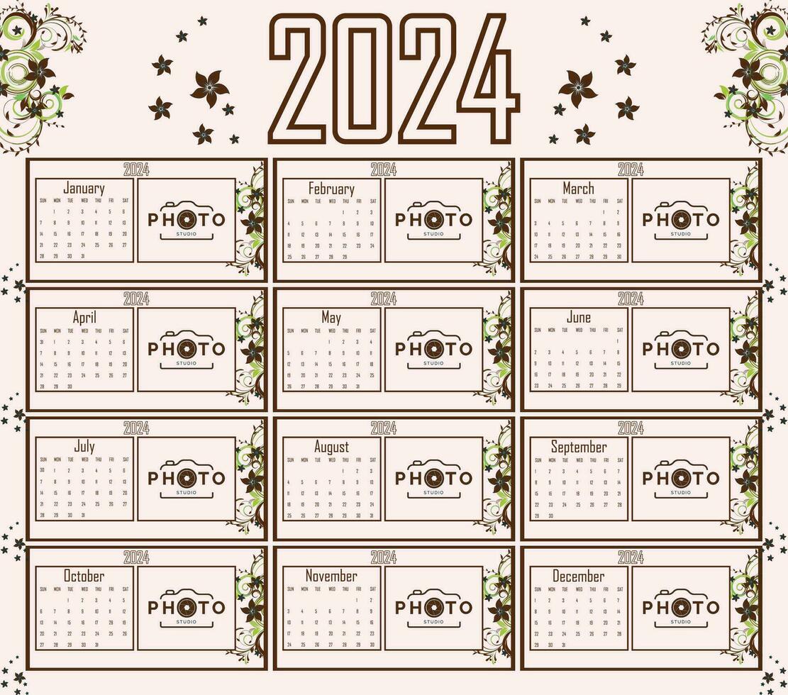 calendario 2024 vector. contento nuevo año calendario eps archivo vector