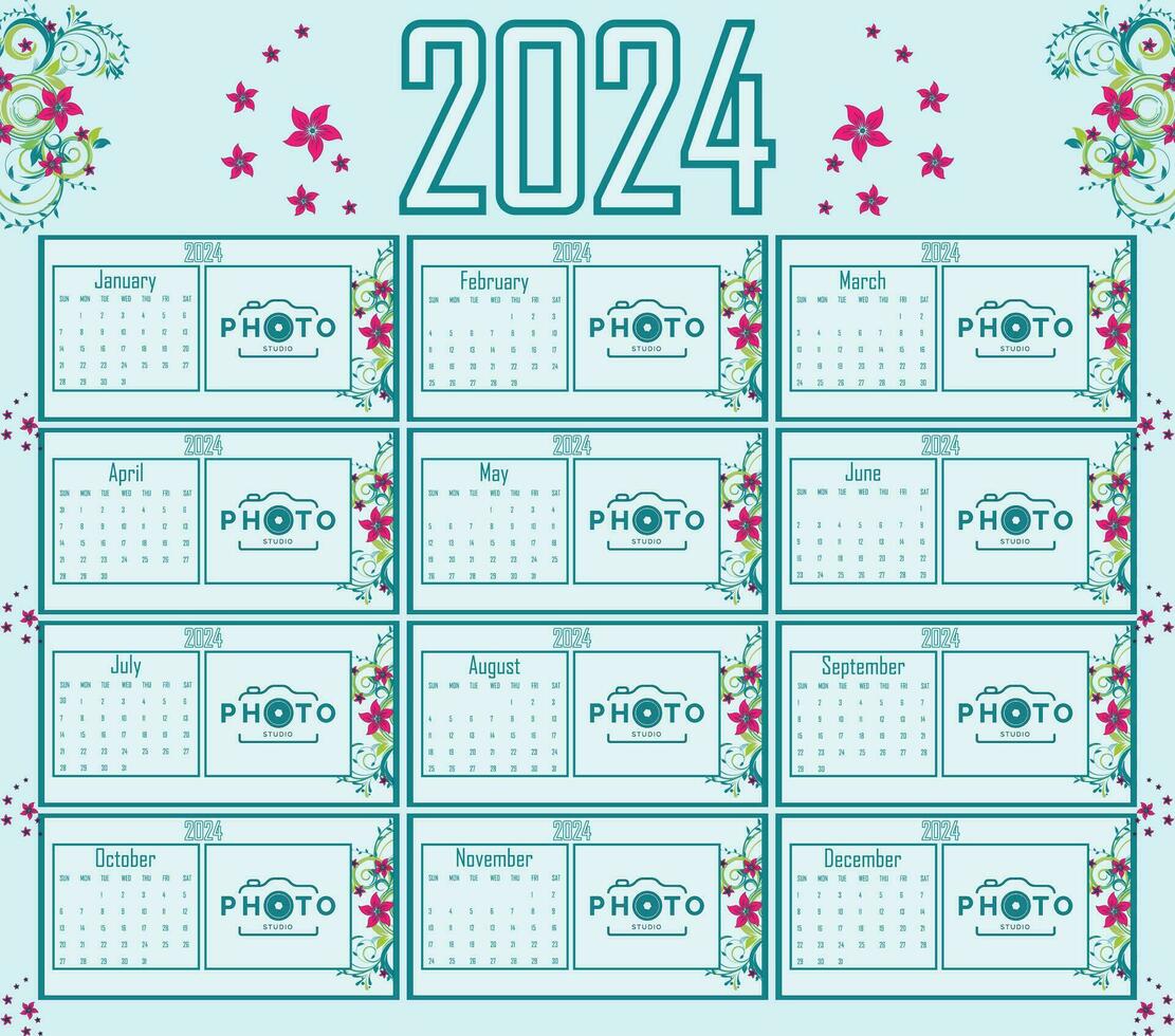 calendar 2024 vector. happy new year calendar eps file vector