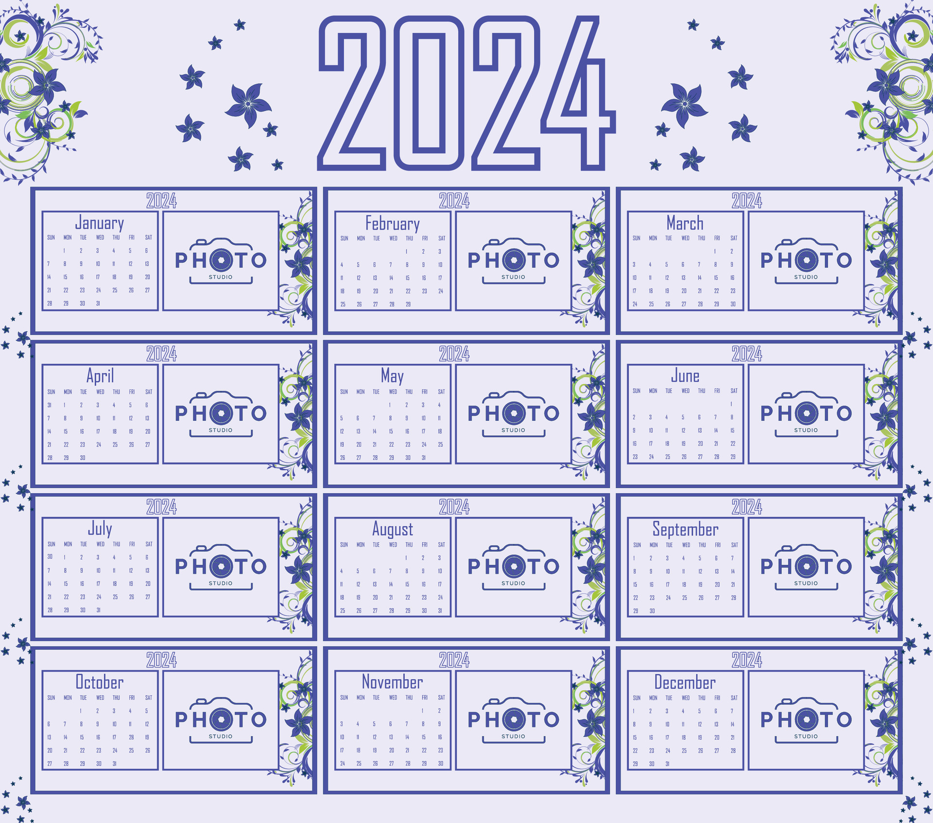 Desk Calendar 2024 Or Monthly Weekly Schedule New Year Calendar 2024 Design  Template. 20495837 Vector Art at Vecteezy