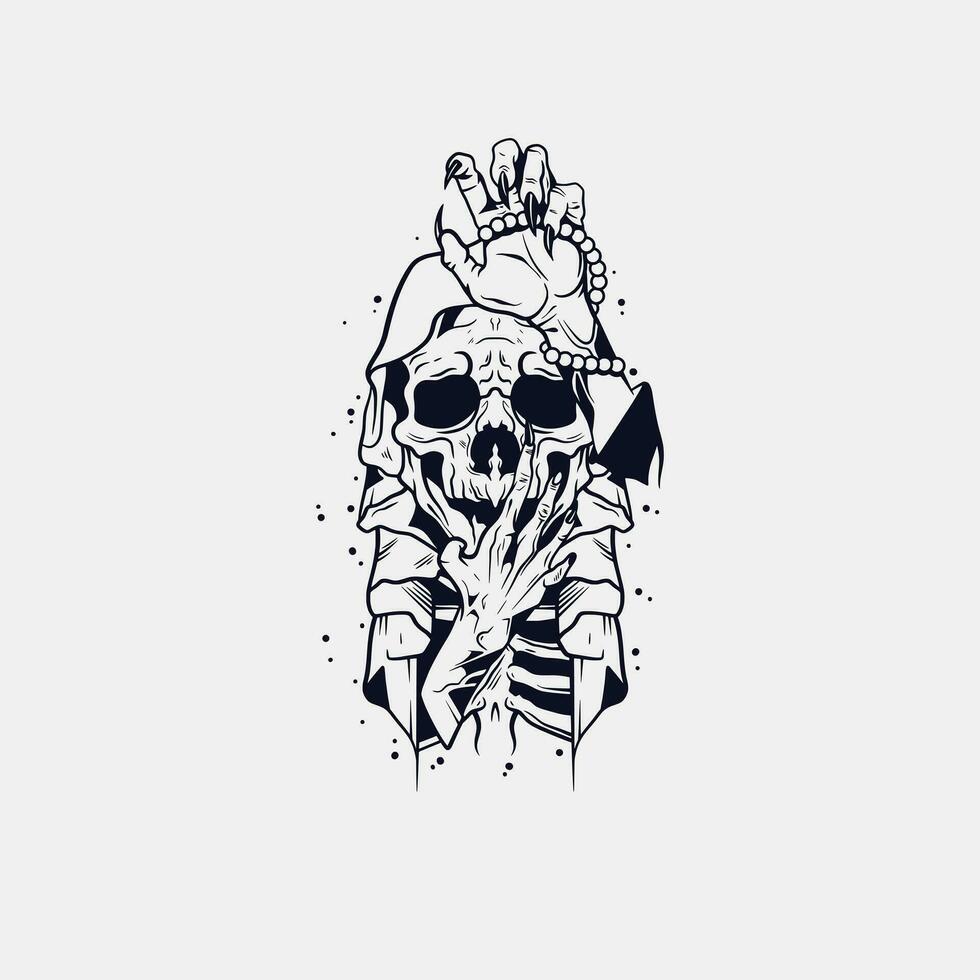 Devil skull tattoo design. devil skull character logo. vector