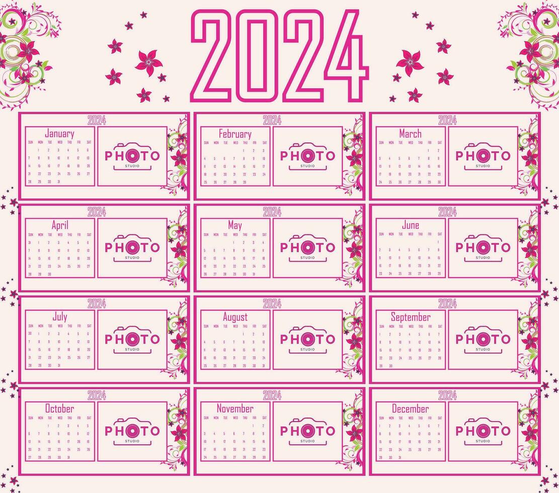 calendar 2024 vector. happy new year calendar eps file vector