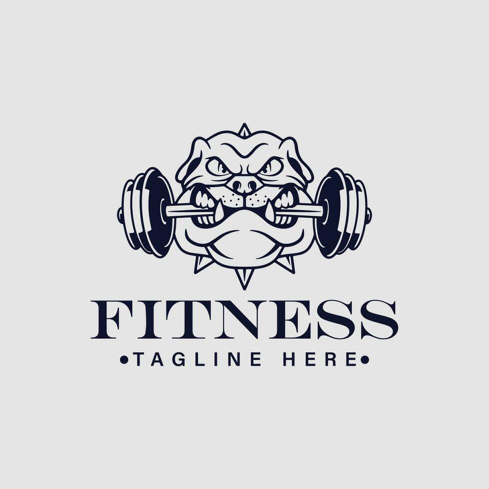 fitness design logo template, with bulldog fitness character vector