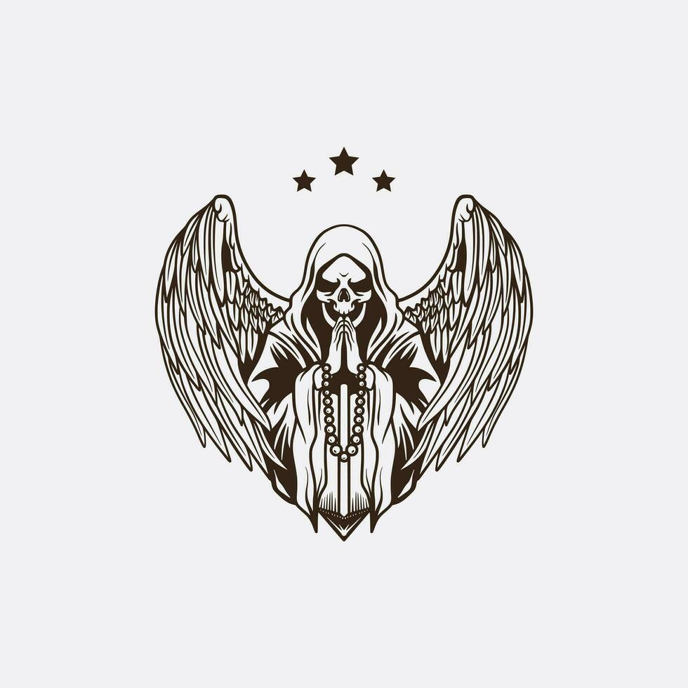 devil wings skull mascot logo vector illustration, devil design template.