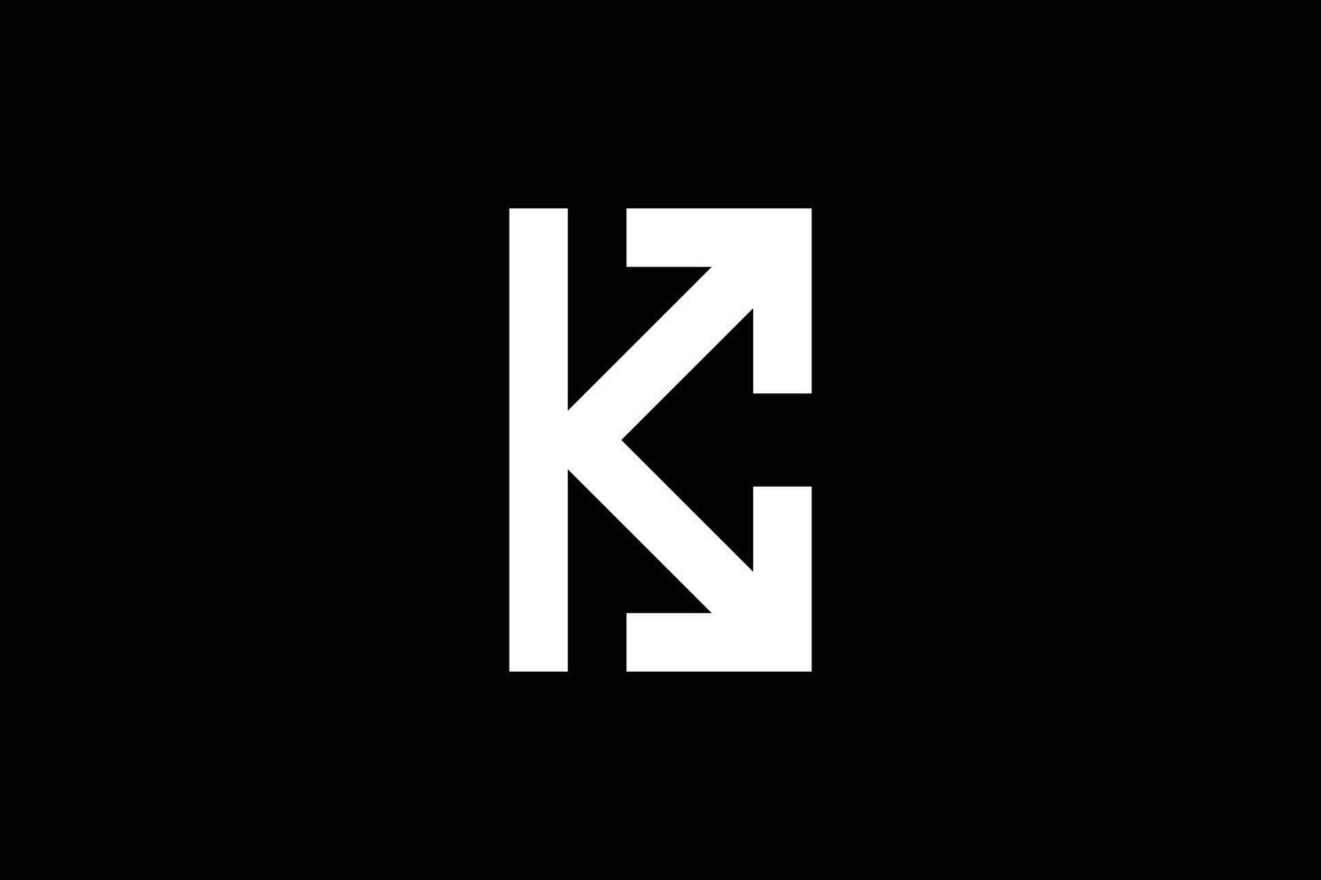 letra k flecha o k expandir flecha de moda vector logo diseño
