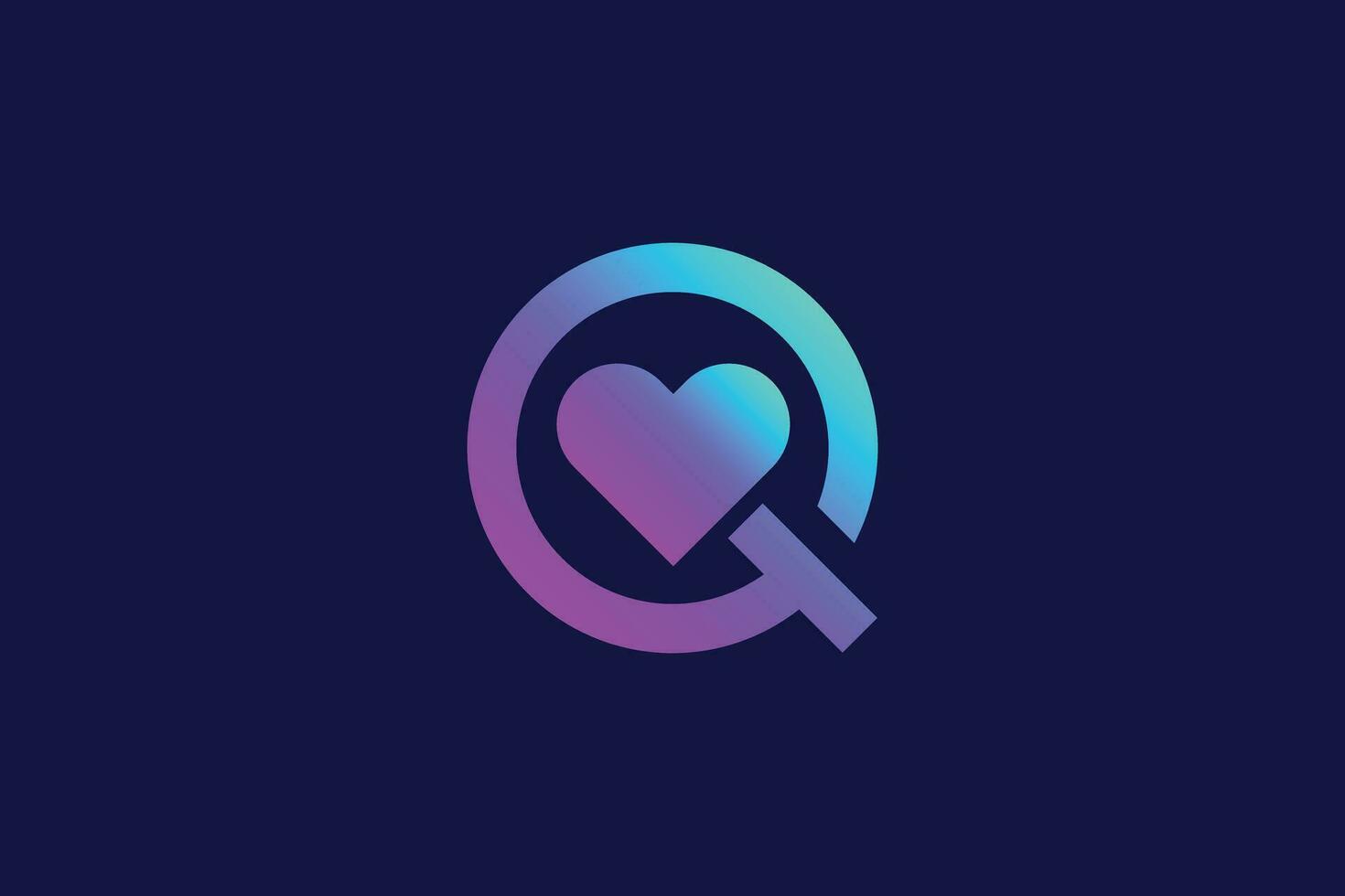 Letter Q love trendy vector logo design