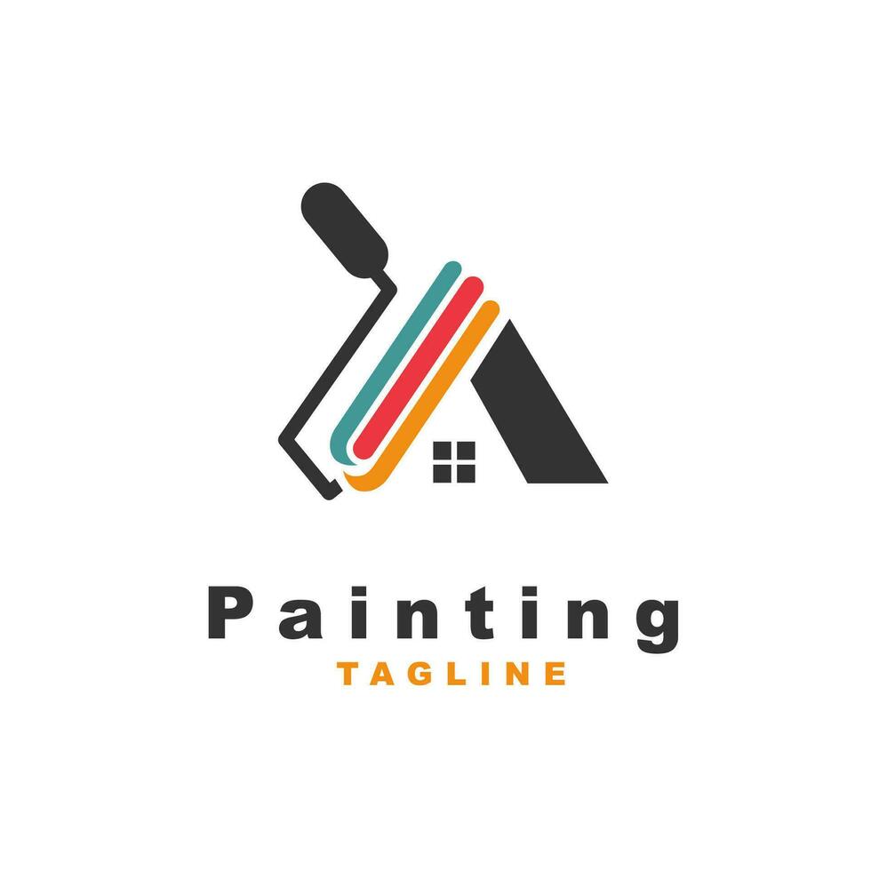 Home logo with color painting style and business card design template Premium Vector