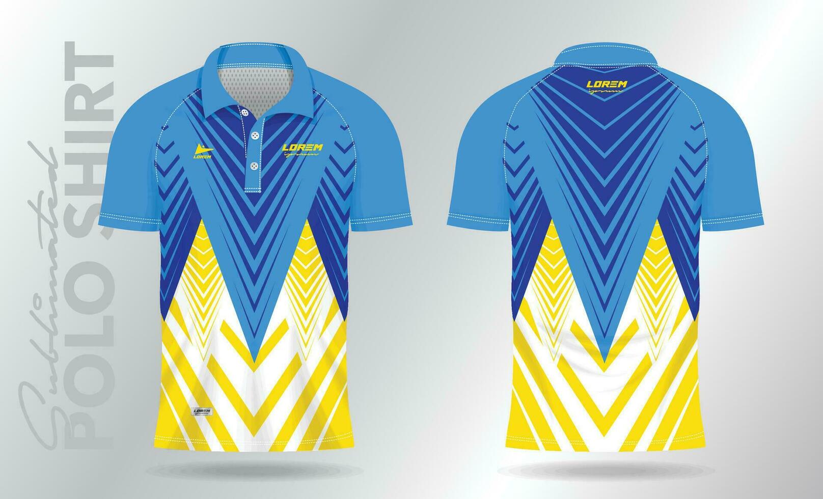 azul y amarillo polo Bosquejo camisa modelo diseño para bádminton jersey, tenis, fútbol, fútbol americano o deporte uniforme vector