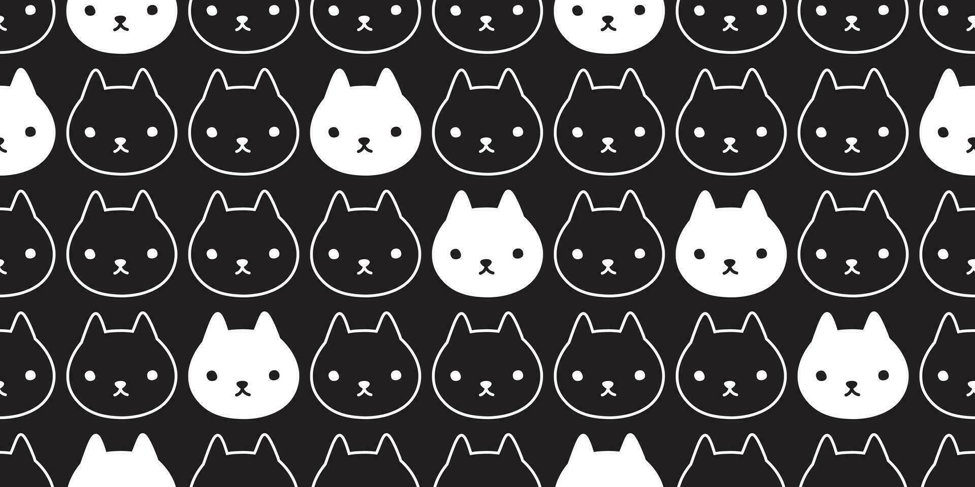cat seamless pattern vector kitten head face cartoon scarf isolated tile wallpaper repeat background doodle illustration design