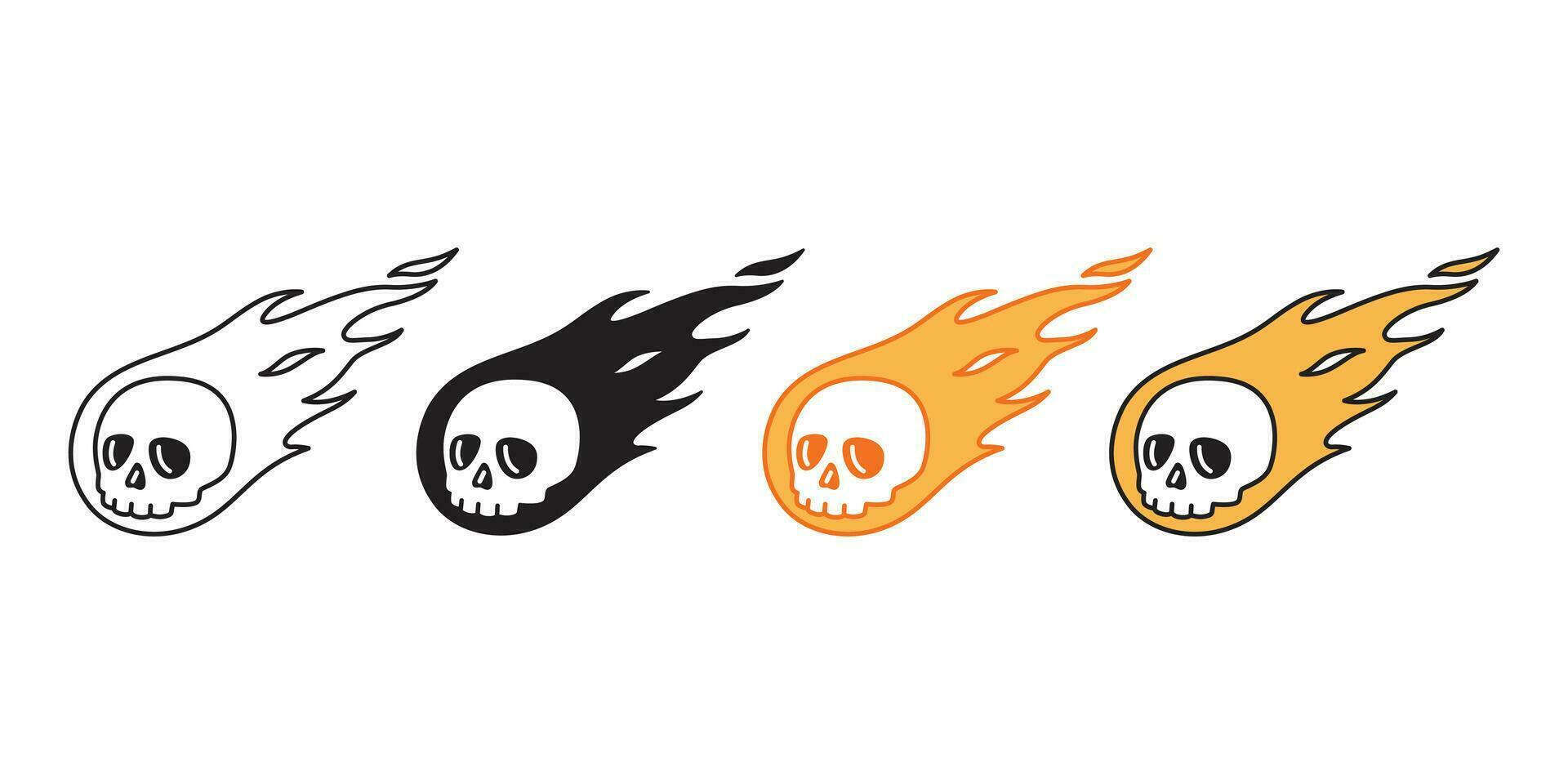 skull fire vector Halloween icon logo symbol pirate bone ghost character cartoon doodle illustration design