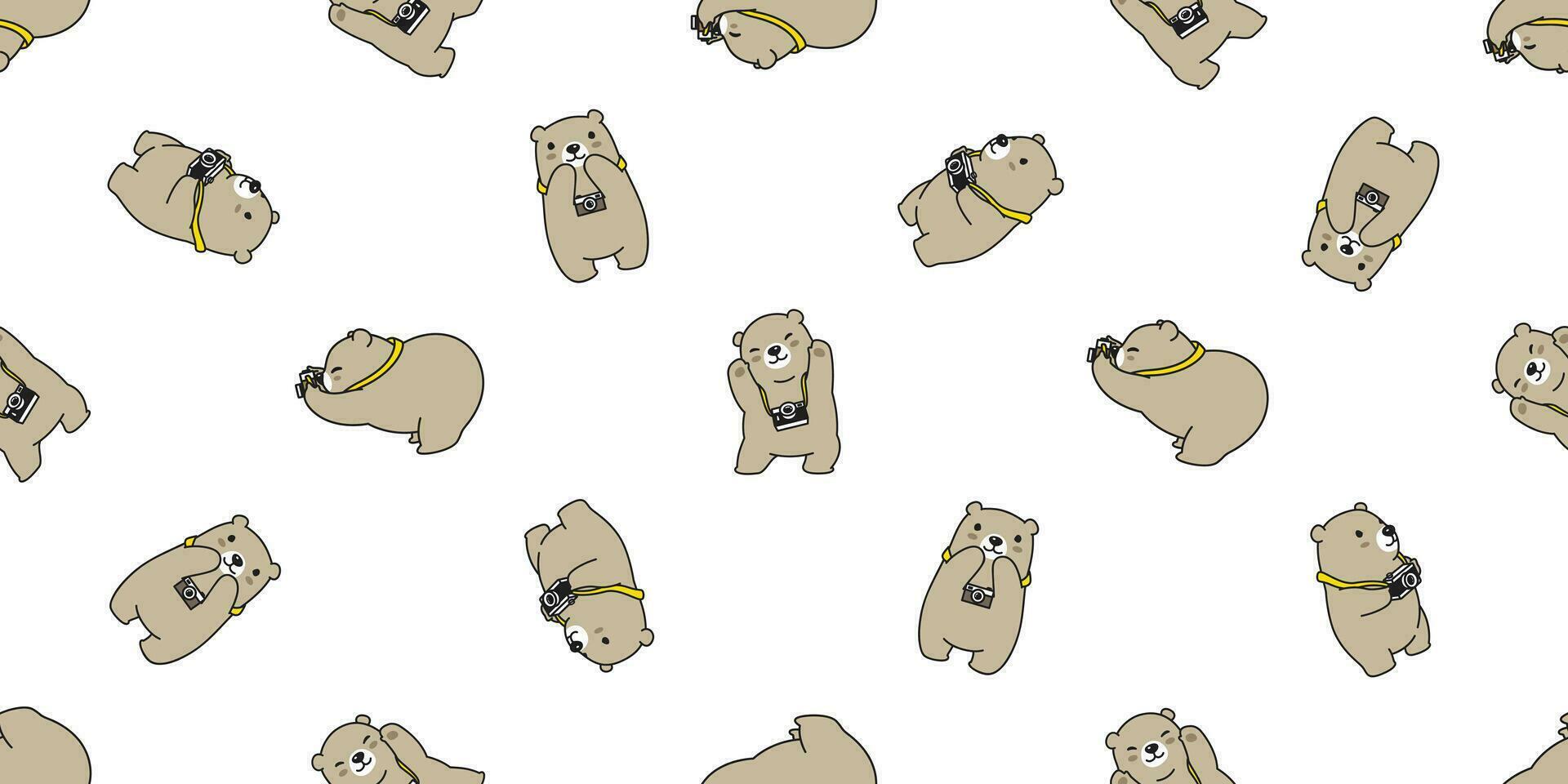 Bear seamless pattern vector polar bear camera cartoon scarf isolated repeat background tile wallpaper illustration doodle design