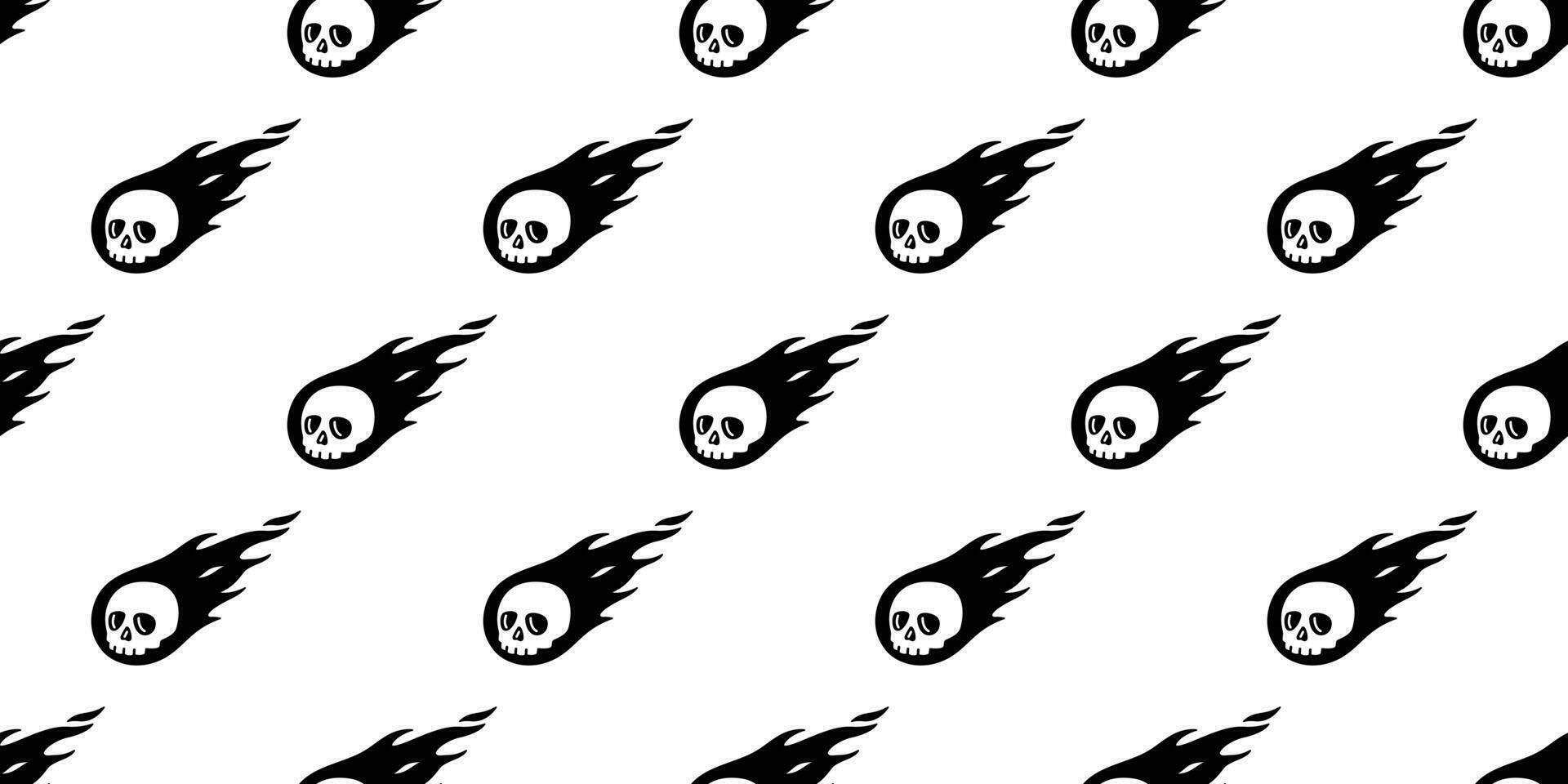 skull fire seamless pattern Halloween vector symbol bone ghost scarf isolated pirate repeat wallpaper tile background cartoon doodle illustration gift wrap paper design