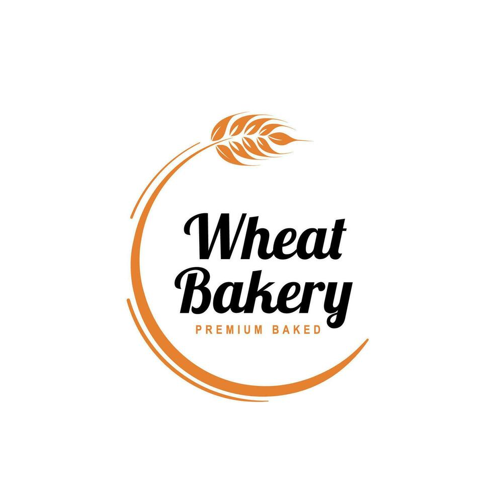 wheat Bakery logo design illustration , best for bread and cakes shop, food beverages store logo emblem template vector