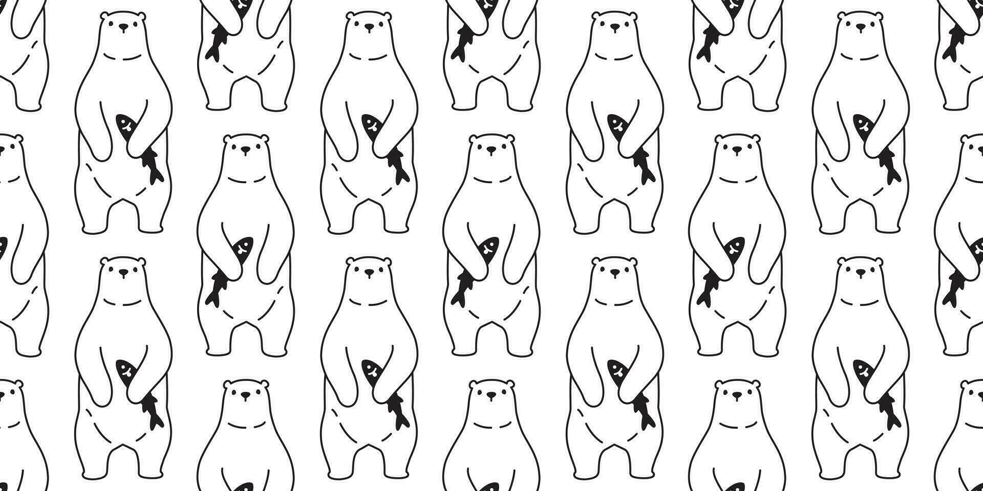 Bear seamless pattern vector polar bear scarf isolated cartoon repeat background tile wallpaper doodle illustration white design