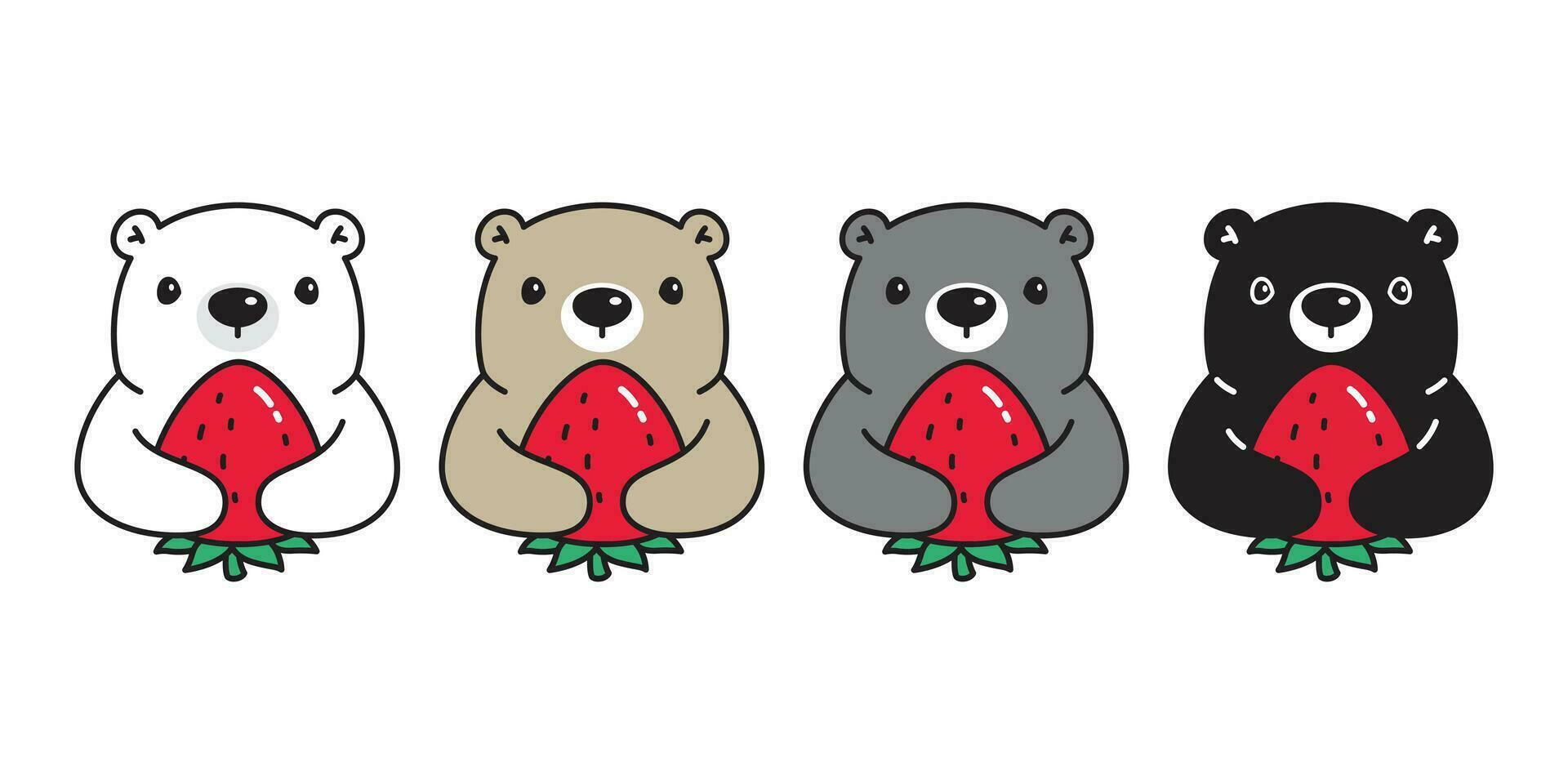 Bear vector icon polar bear teddy strawberry logo cartoon character doodle illustration design