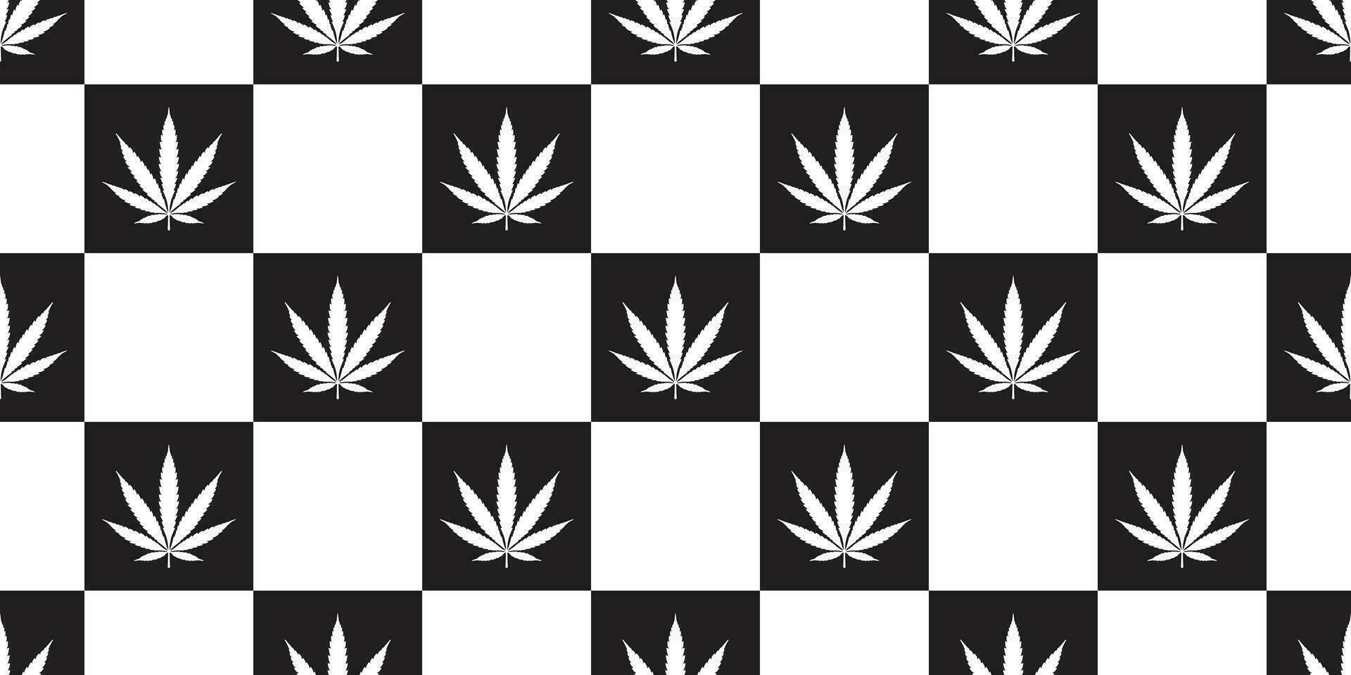 Weed seamless pattern Marijuana vector cannabis leaf scarf isolated checked repeat wallpaper tile background illustration design