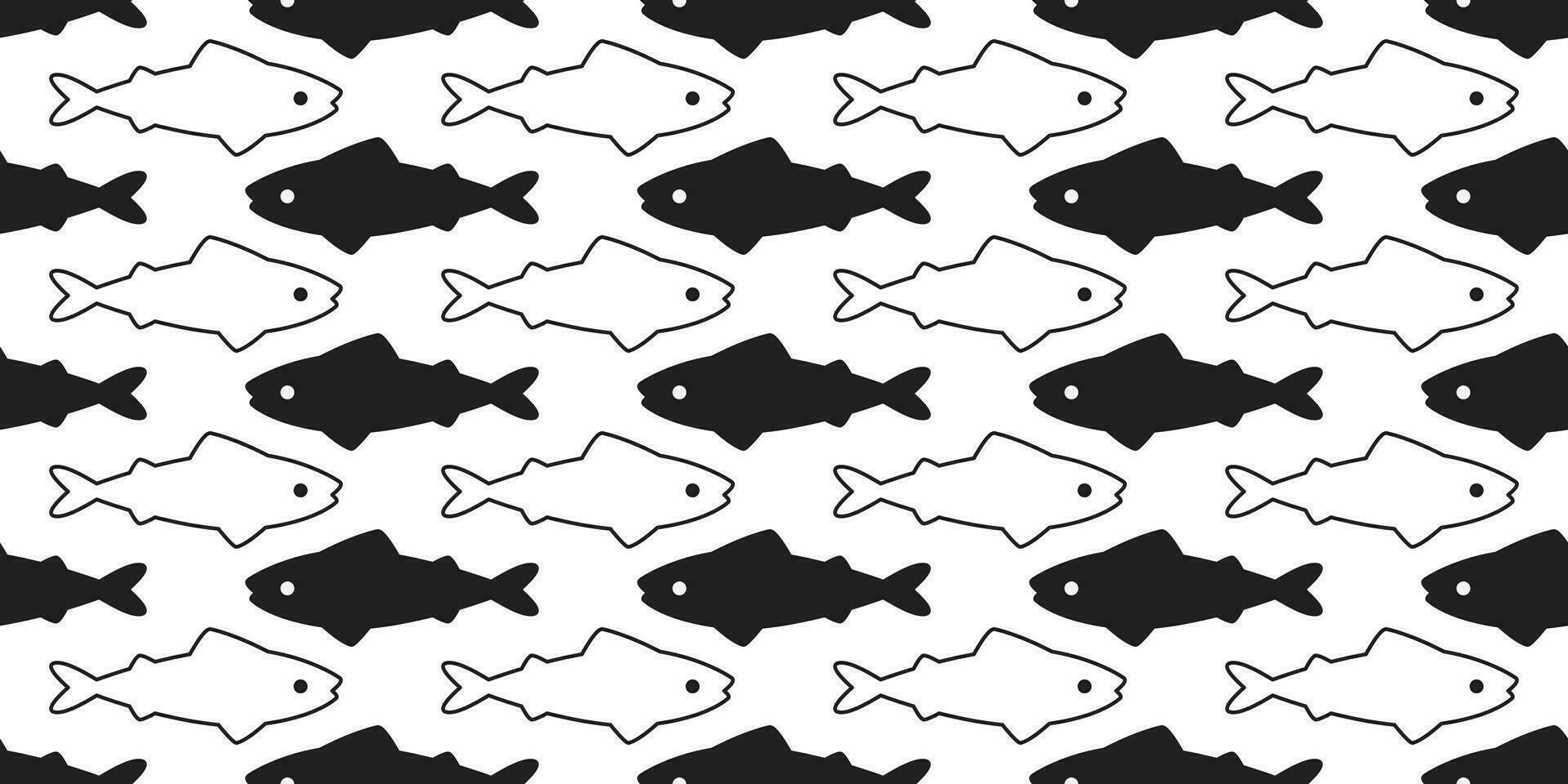 fish seamless pattern vector shark salmon dolphin tuna whale scarf isolated cartoon tile background repeat wallpaper illustration design