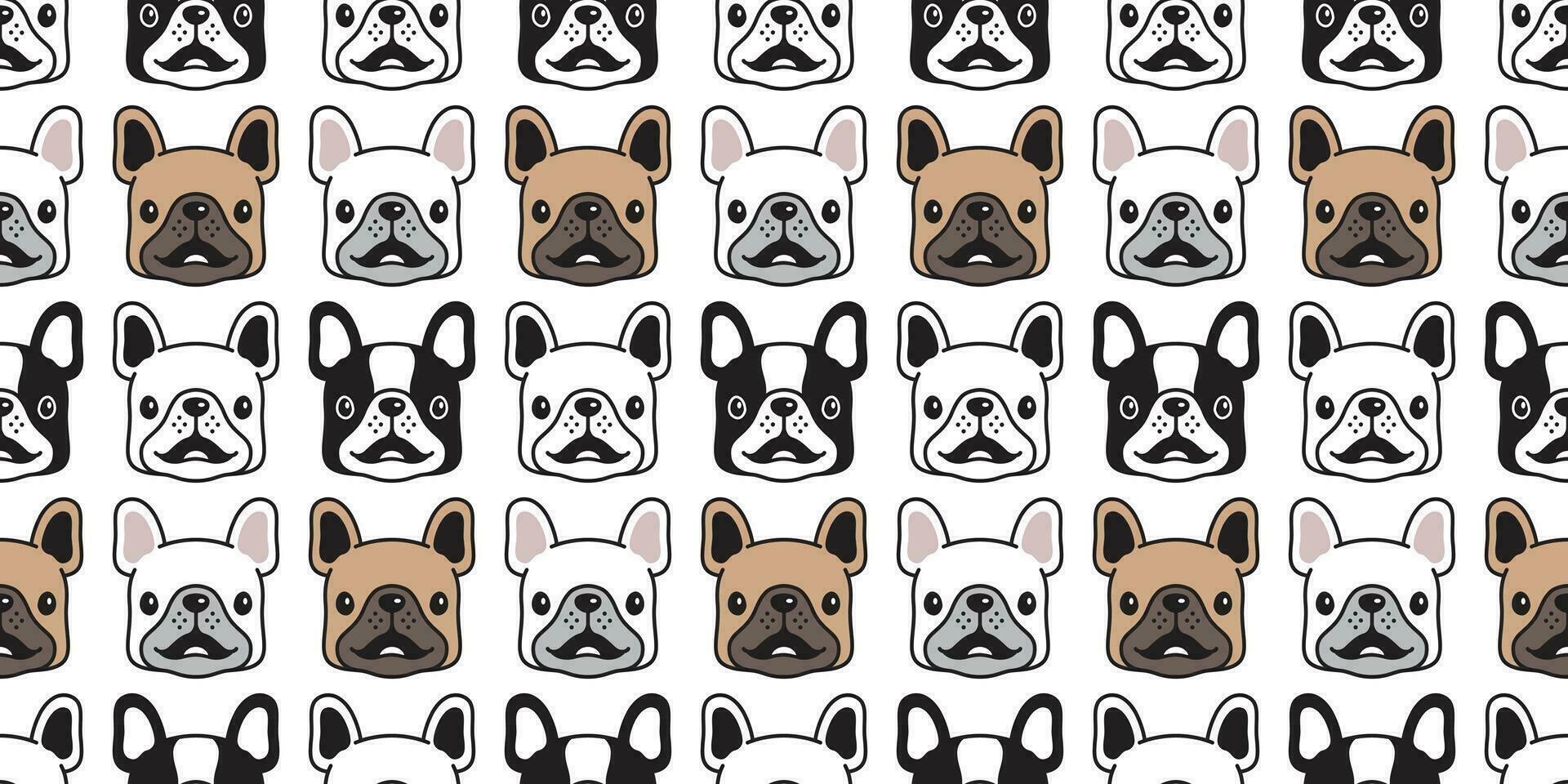 dog seamless pattern vector french bulldog smile face cartoon scarf isolated repeat background tile wallpaper illustration design