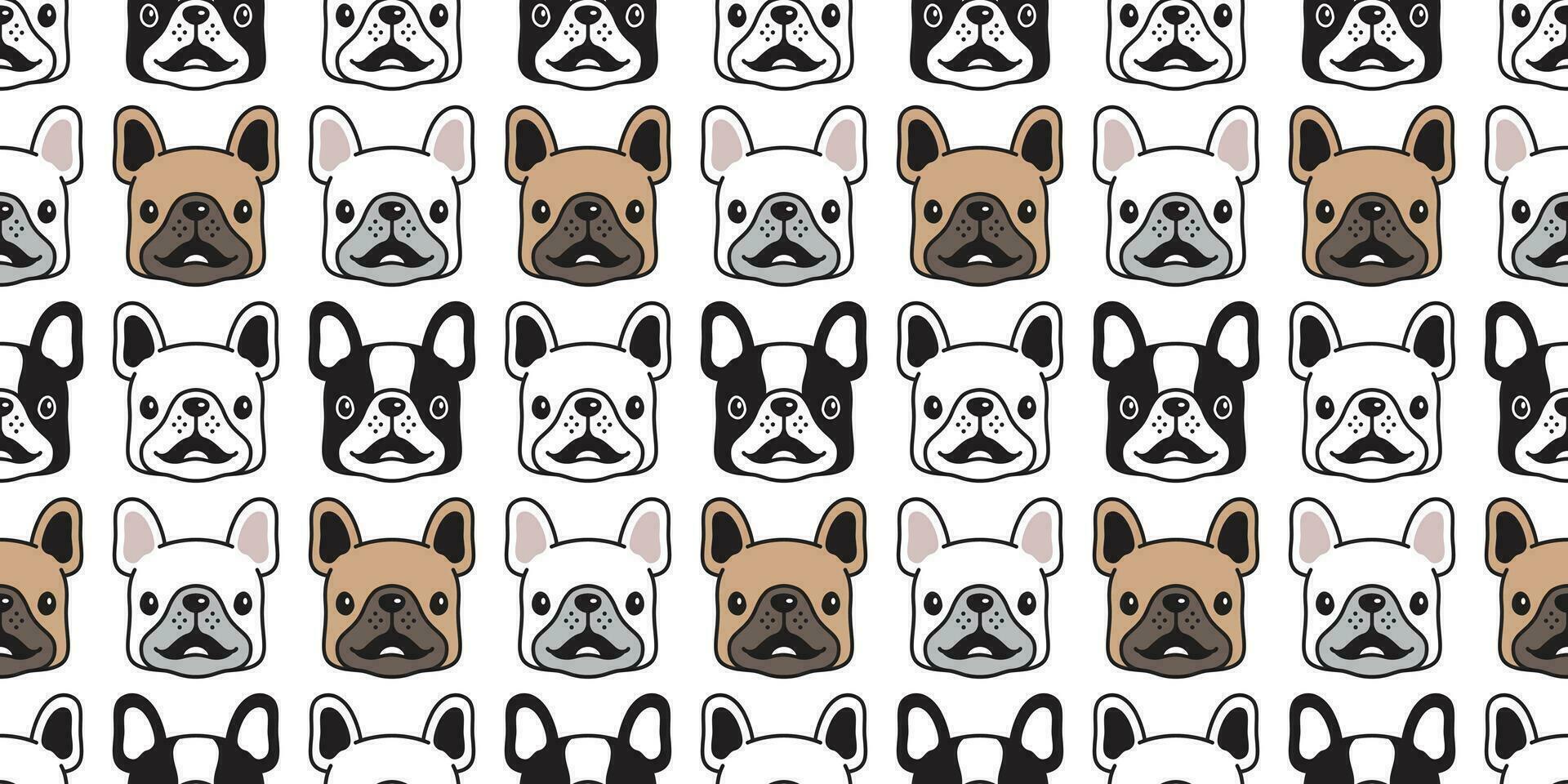 dog seamless pattern vector french bulldog smile face cartoon scarf isolated repeat background tile wallpaper illustration design